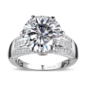 Moissanite and Ouro Fino Rubellite Princess Crown Ring in Platinum Over Sterling Silver (Size 7.0) 6.60 ctw