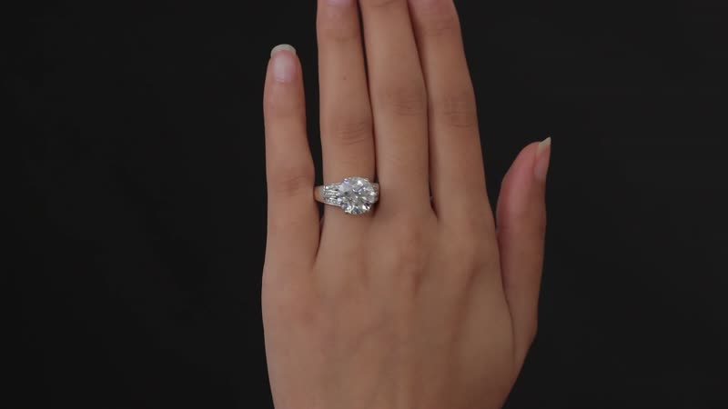 Moissanite and Ouro Fino Rubellite Ring in Platinum Over Sterling Silver (Size 7.0) 6.60 ctw