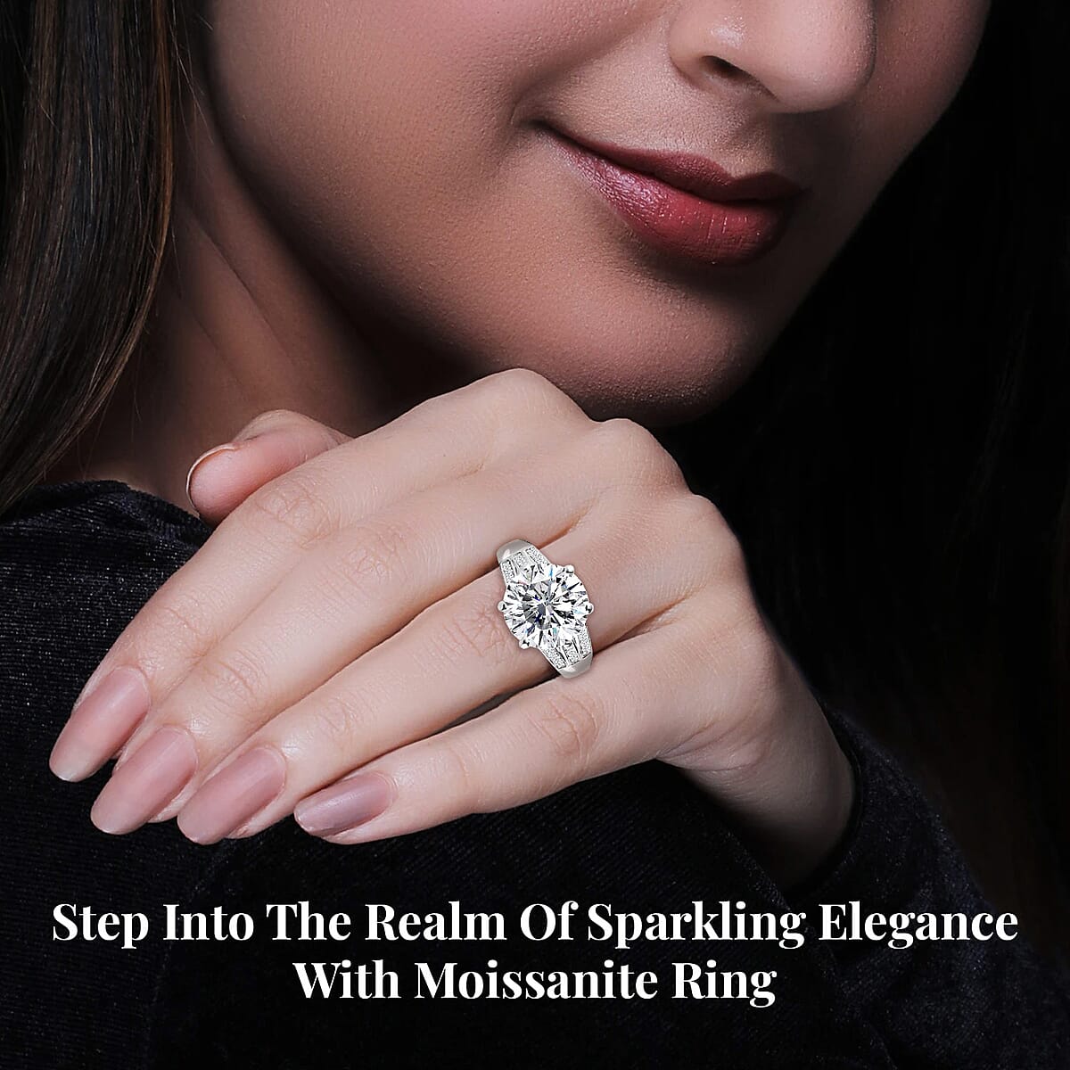 Moissanite and Ouro Fino Rubellite 6.60 ctw Princess Crown Ring in Platinum Over Sterling Silver (Size 10.0) image number 2