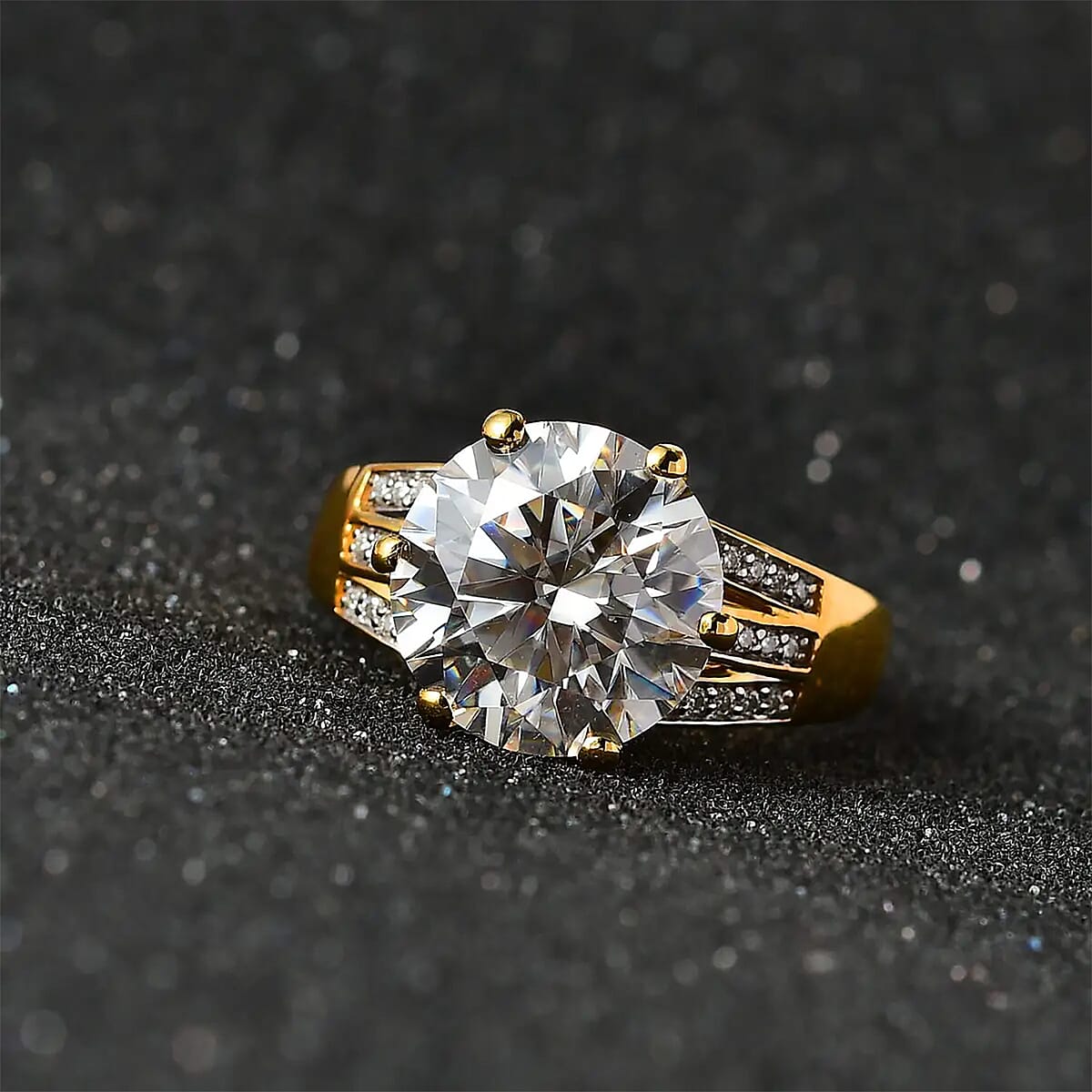 Moissanite and Ouro Fino Rubellite Princess Crown Ring in Vermeil Yellow Gold Over Sterling Silver (Size 6.0) 6.60 ctw image number 1