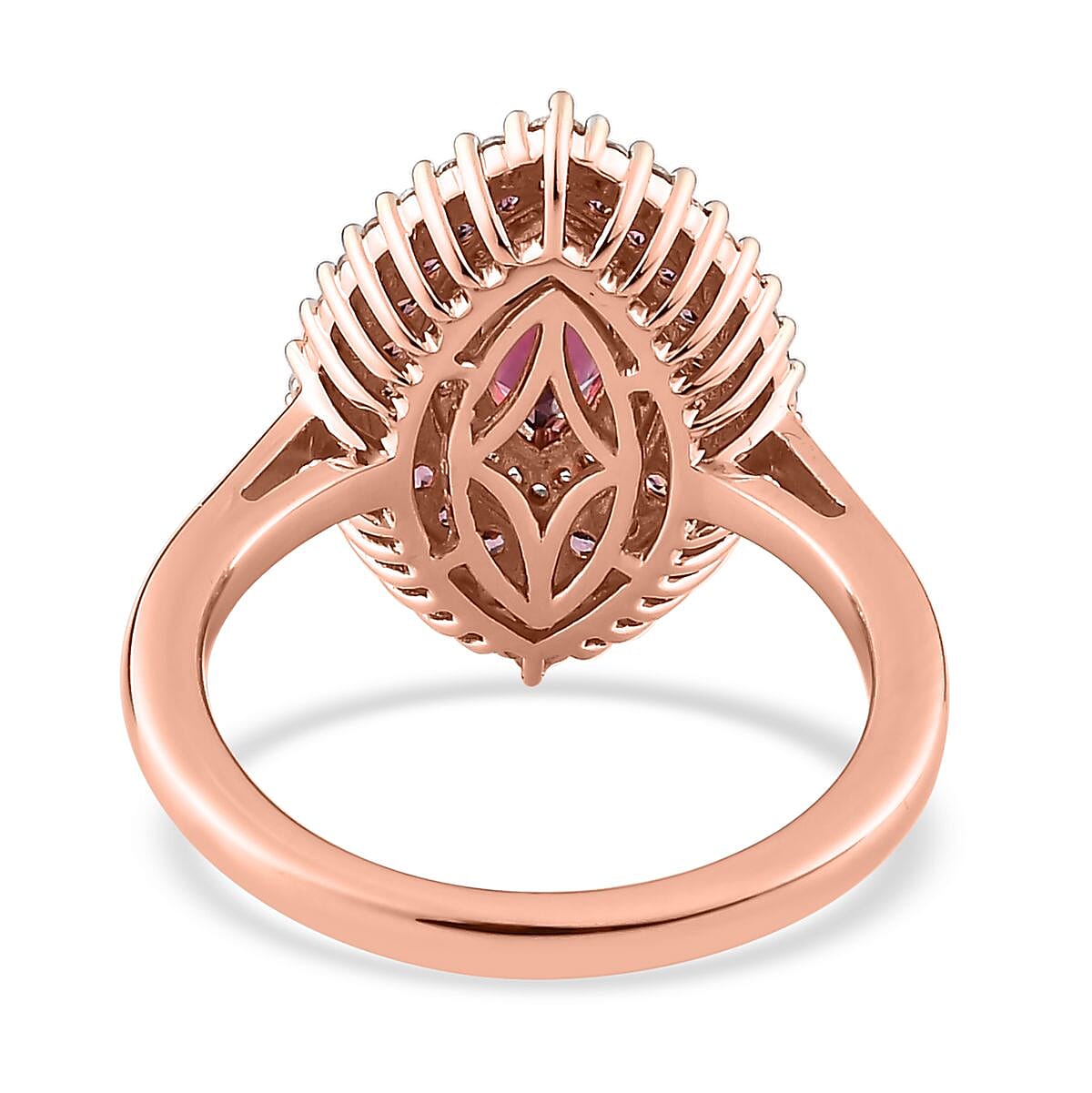 Tanzanian Wine Garnet and Multi Gemstone Triple Halo Ring in Vermeil Rose Gold Over Sterling Silver (Size 10.0) 2.60 ctw