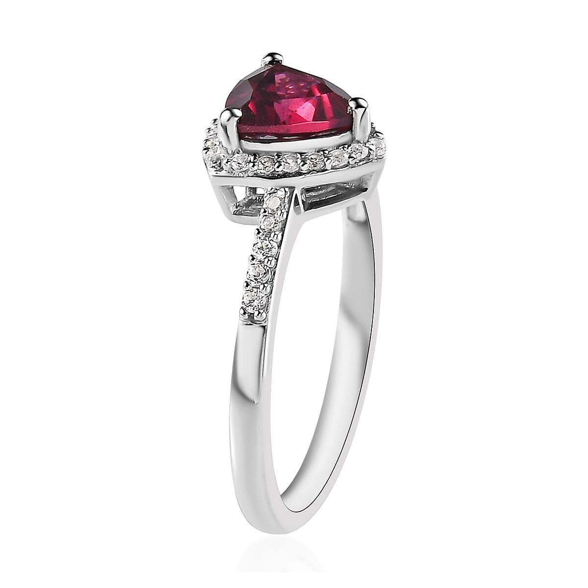 Tanzanian Wine Garnet and White Zircon Halo Ring in Platinum Over Sterling Silver (Size 10.0) 1.75 ctw