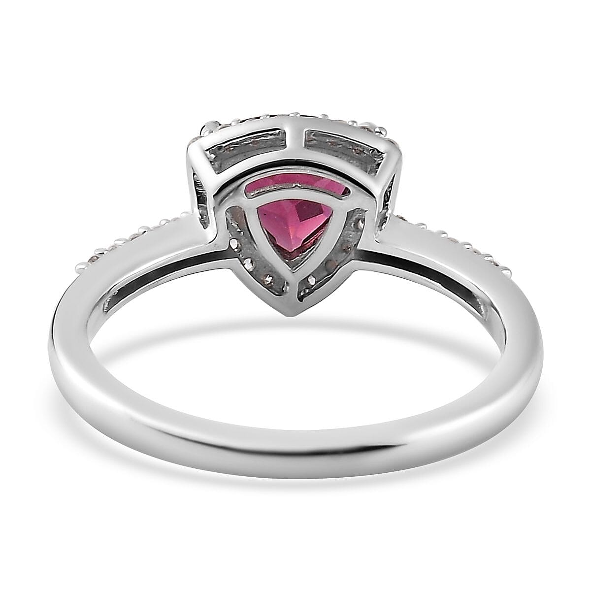 Tanzanian Wine Garnet and White Zircon Halo Ring in Platinum Over Sterling Silver (Size 10.0) 1.75 ctw