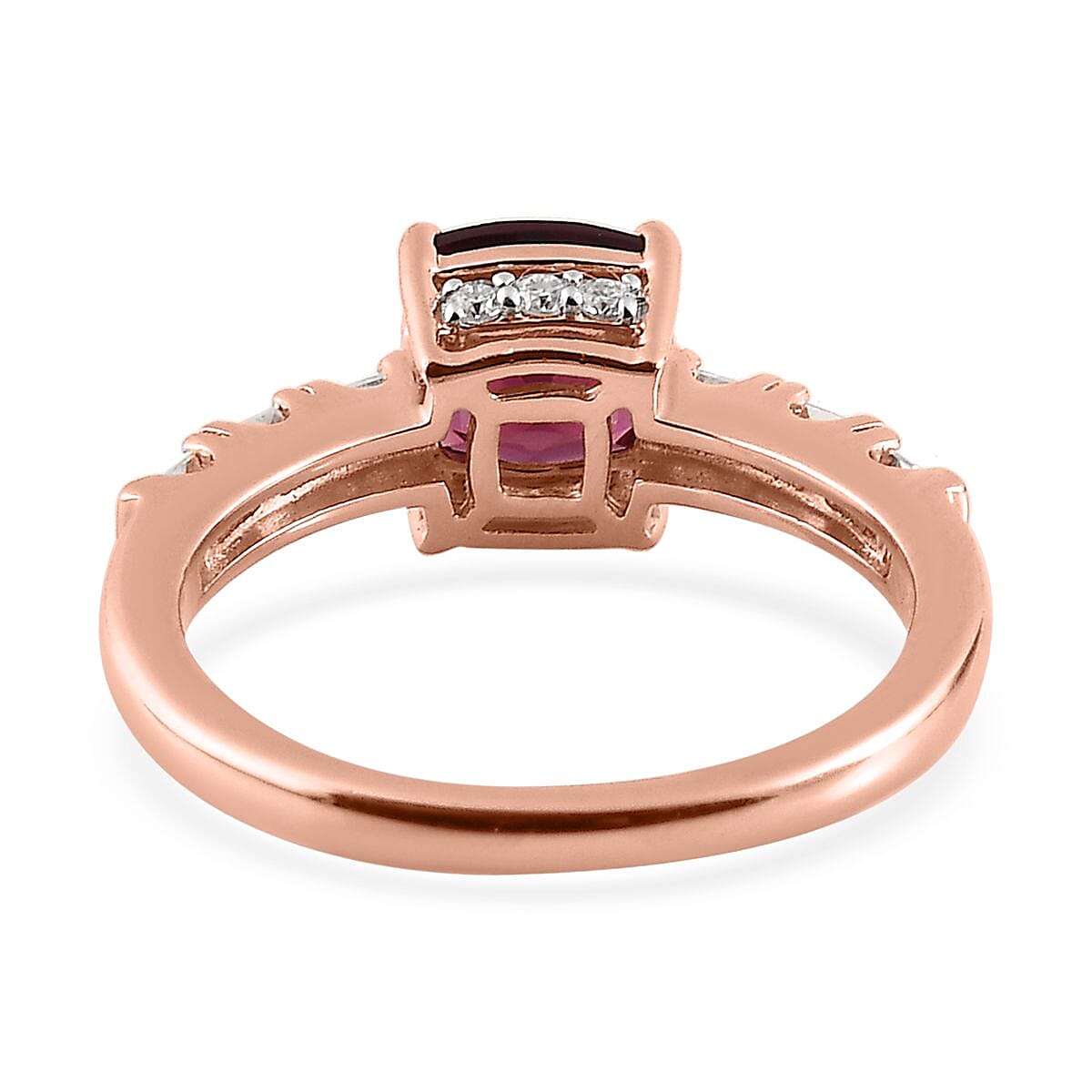 Tanzanian Wine Garnet and Moissanite Ring in Vermeil Rose Gold Over Sterling Silver (Size 10.0) 2.20 ctw (Del. in 10-12 Days) image number 4