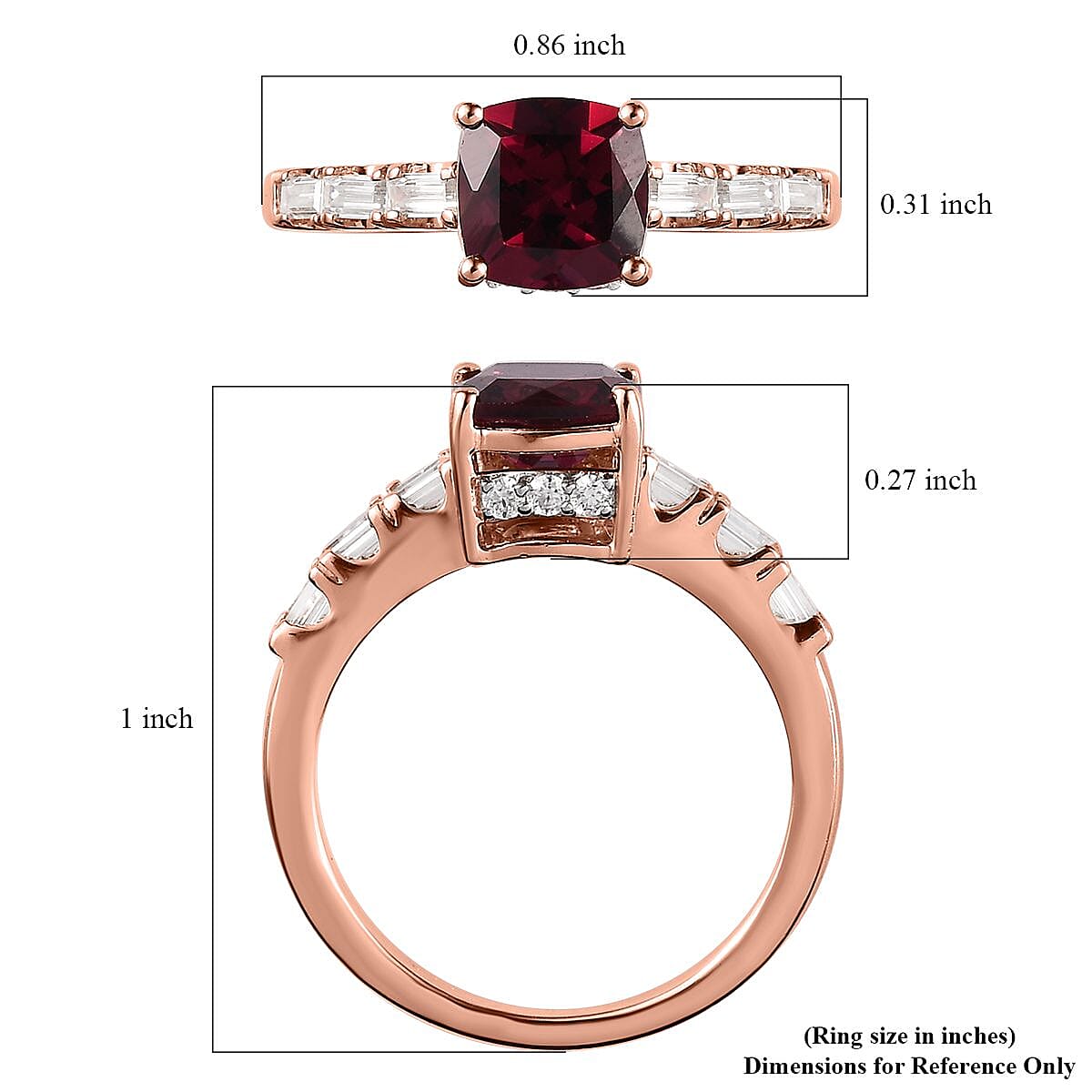 Tanzanian Wine Garnet and Moissanite Ring in Vermeil Rose Gold Over Sterling Silver (Size 10.0) 2.20 ctw (Del. in 10-12 Days) image number 5