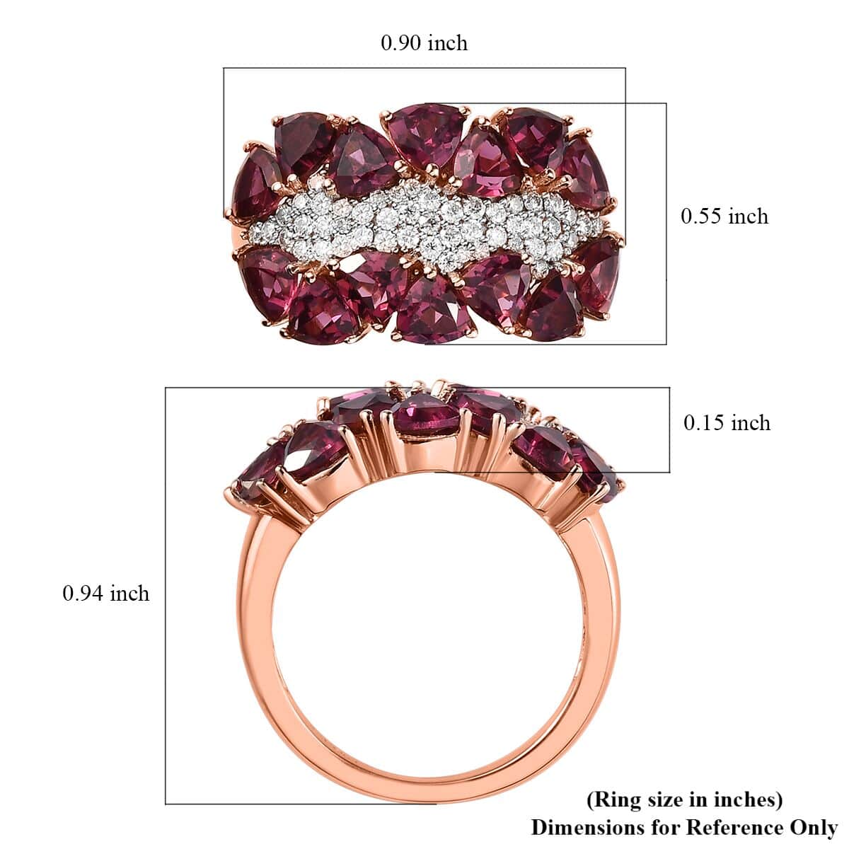 Tanzanian Wine Garnet and Moissanite Ring in Vermeil Rose Gold Over Sterling Silver (Size 10.0) 5.15 ctw (Del. in 8-10 Days) image number 5