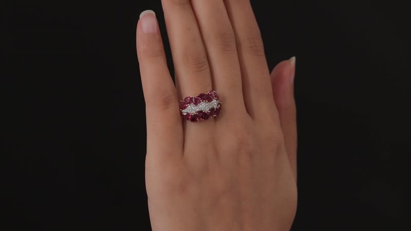 Tanzanian Wine Garnet and Moissanite Ring in Vermeil Rose Gold Over Sterling Silver (Size 10.0) 5.15 ctw (Del. in 8-10 Days)