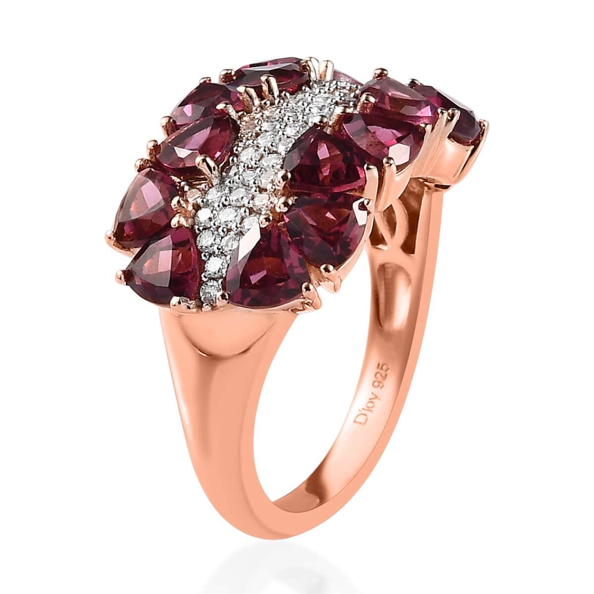 Tanzanian Wine Garnet and Moissanite Ring in Vermeil Rose Gold Over Sterling Silver (Size 8.0) 5.15 ctw image number 3