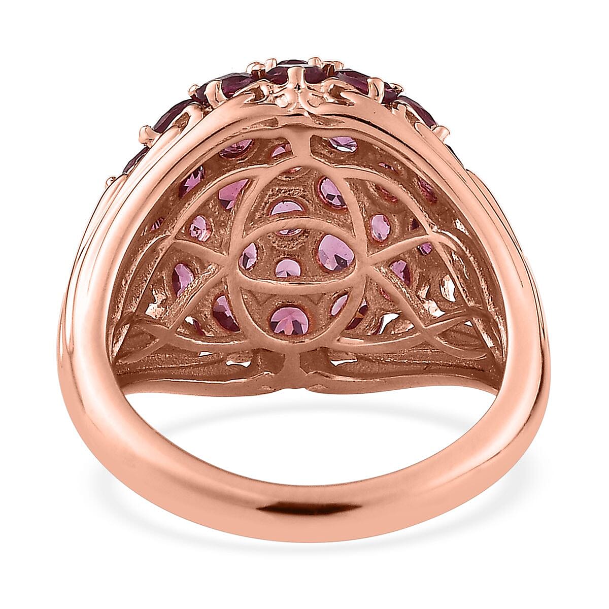 Tanzanian Wine Garnet Cluster Ring in Vermeil Rose Gold Over Sterling Silver (Size 10.0) 4.20 ctw