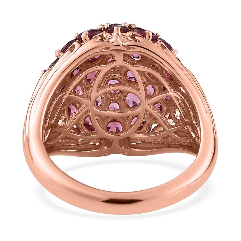 Tanzanian Wine Garnet Cluster Ring in Vermeil Rose Gold Over Sterling Silver (Size 10.0) 4.20 ctw