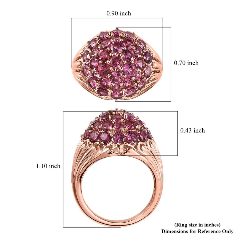 Tanzanian Wine Garnet Cluster Ring in Vermeil Rose Gold Over Sterling Silver (Size 10.0) 4.20 ctw