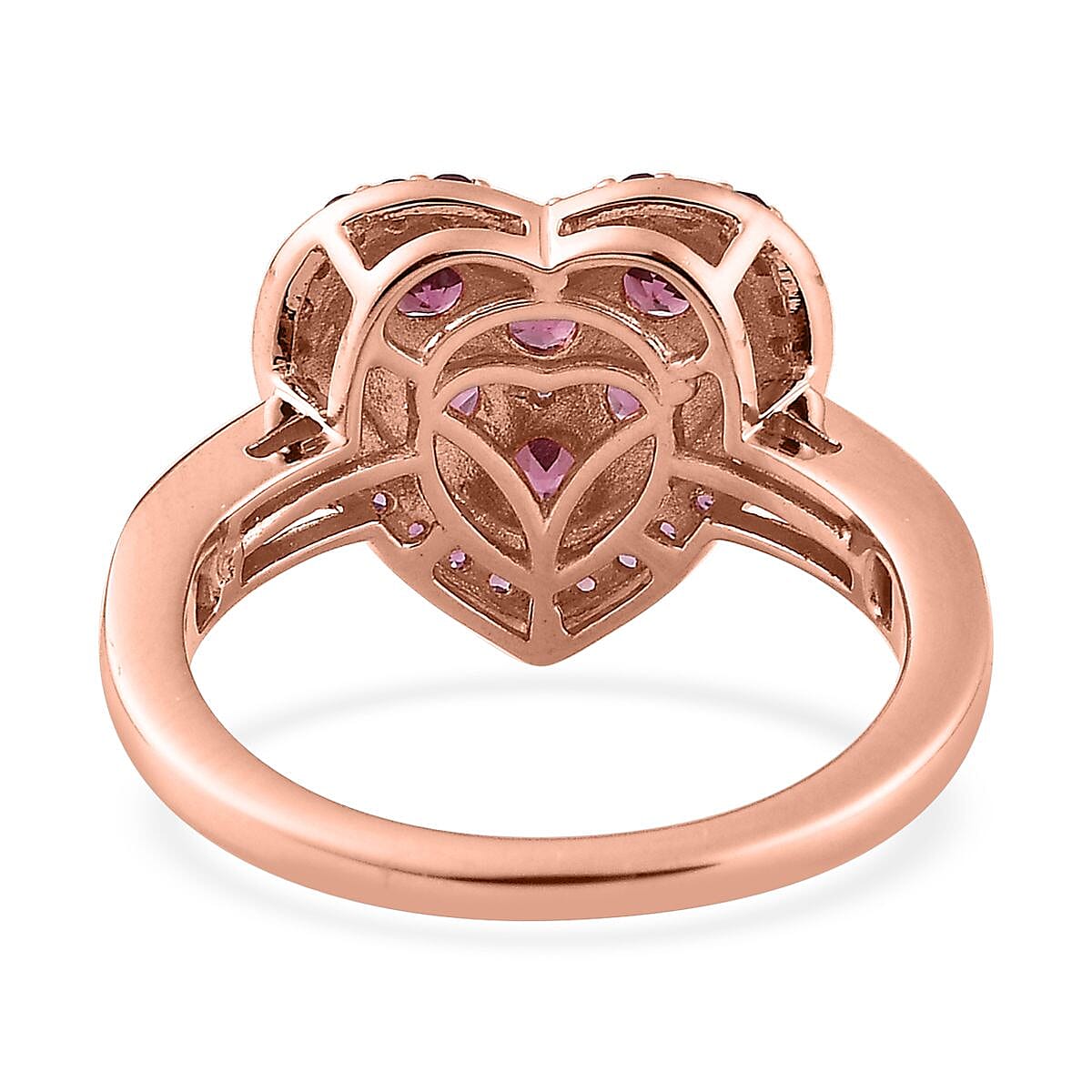 Tanzanian Wine Garnet and Lotus Garnet Heart Ring in Vermeil Rose Gold Over Sterling Silver (Size 10.0) 1.25 ctw