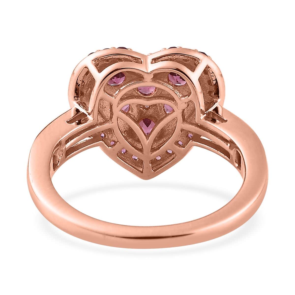 Tanzanian Wine Garnet and Lotus Garnet Heart Ring in Vermeil Rose Gold Over Sterling Silver (Size 10.0) 1.25 ctw image number 4