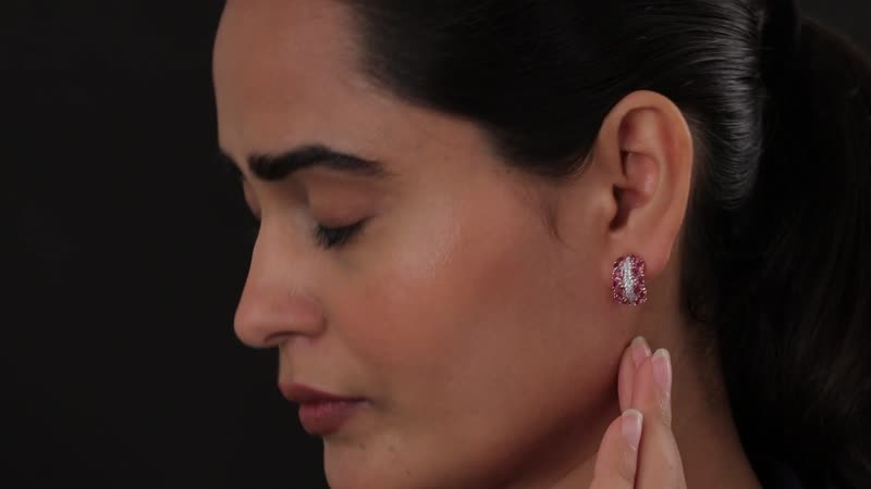Tanzanian Wine Garnet and Moissanite Omega Clip Earrings in Vermeil Rose Gold Over Sterling Silver 4.35 ctw