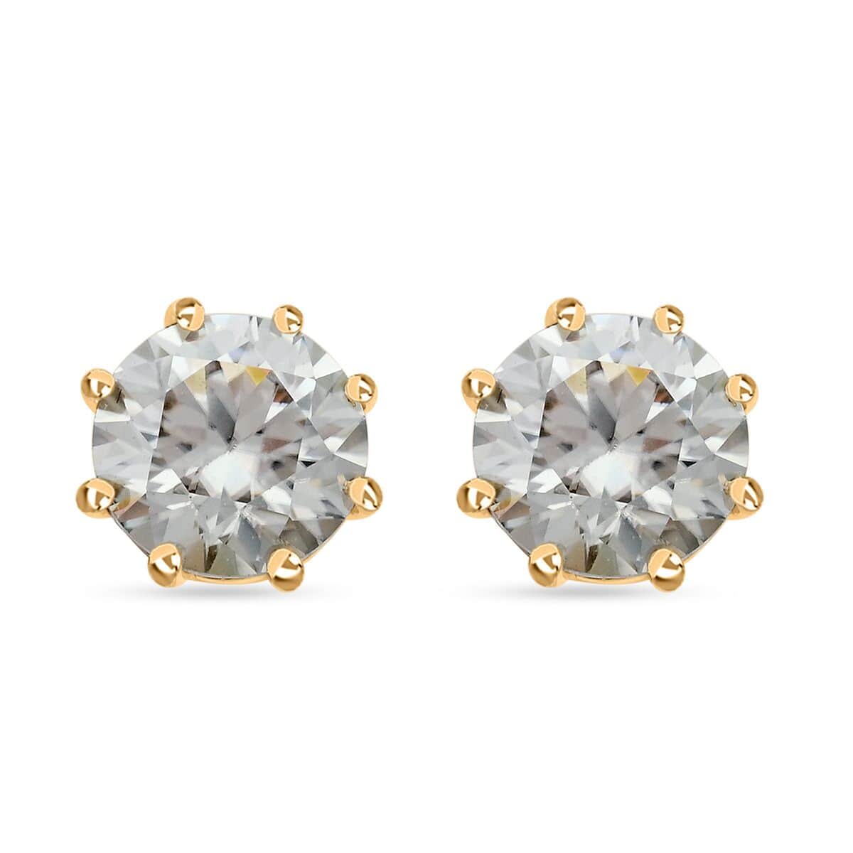 Moissanite Stud Earrings in Vermeil Yellow Gold Over Sterling Silver 2.50 ctw image number 0