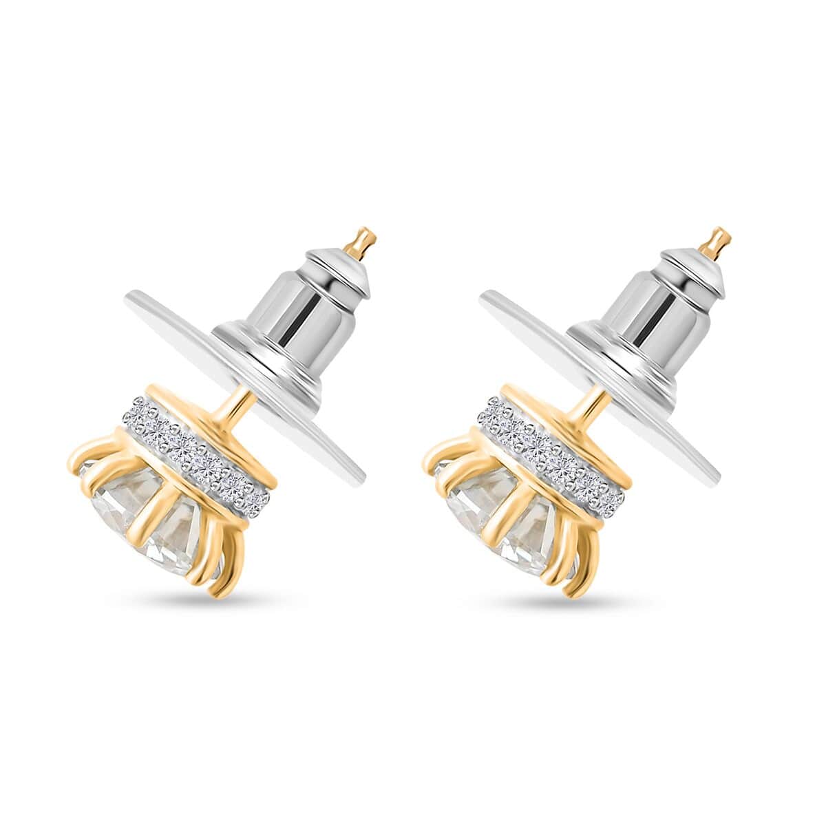 Moissanite Stud Earrings in Vermeil Yellow Gold Over Sterling Silver 2.50 ctw image number 3