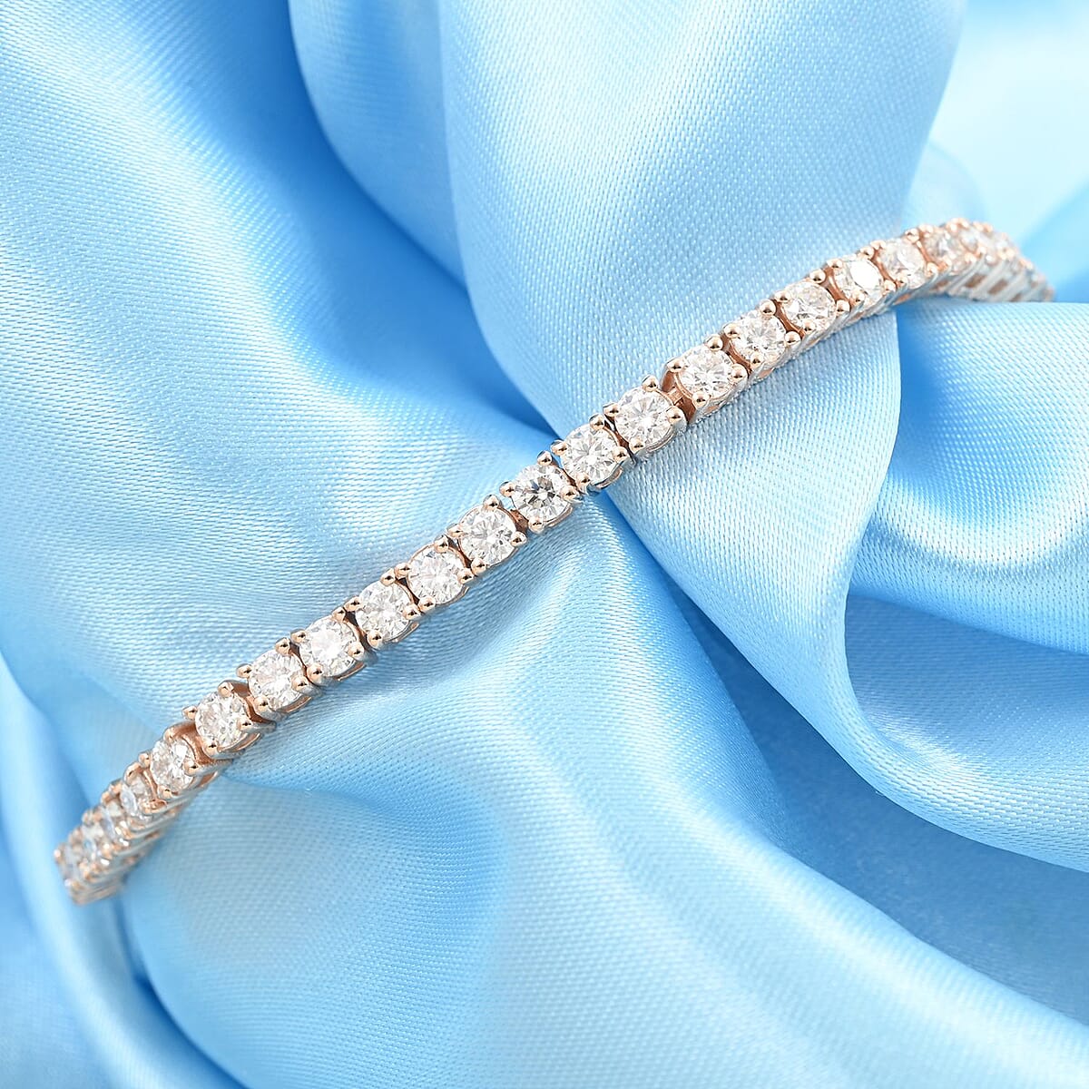 Moissanite Tennis Bracelet in Vermeil Rose Gold Over Sterling Silver (7.00 In) 6.10 ctw image number 1