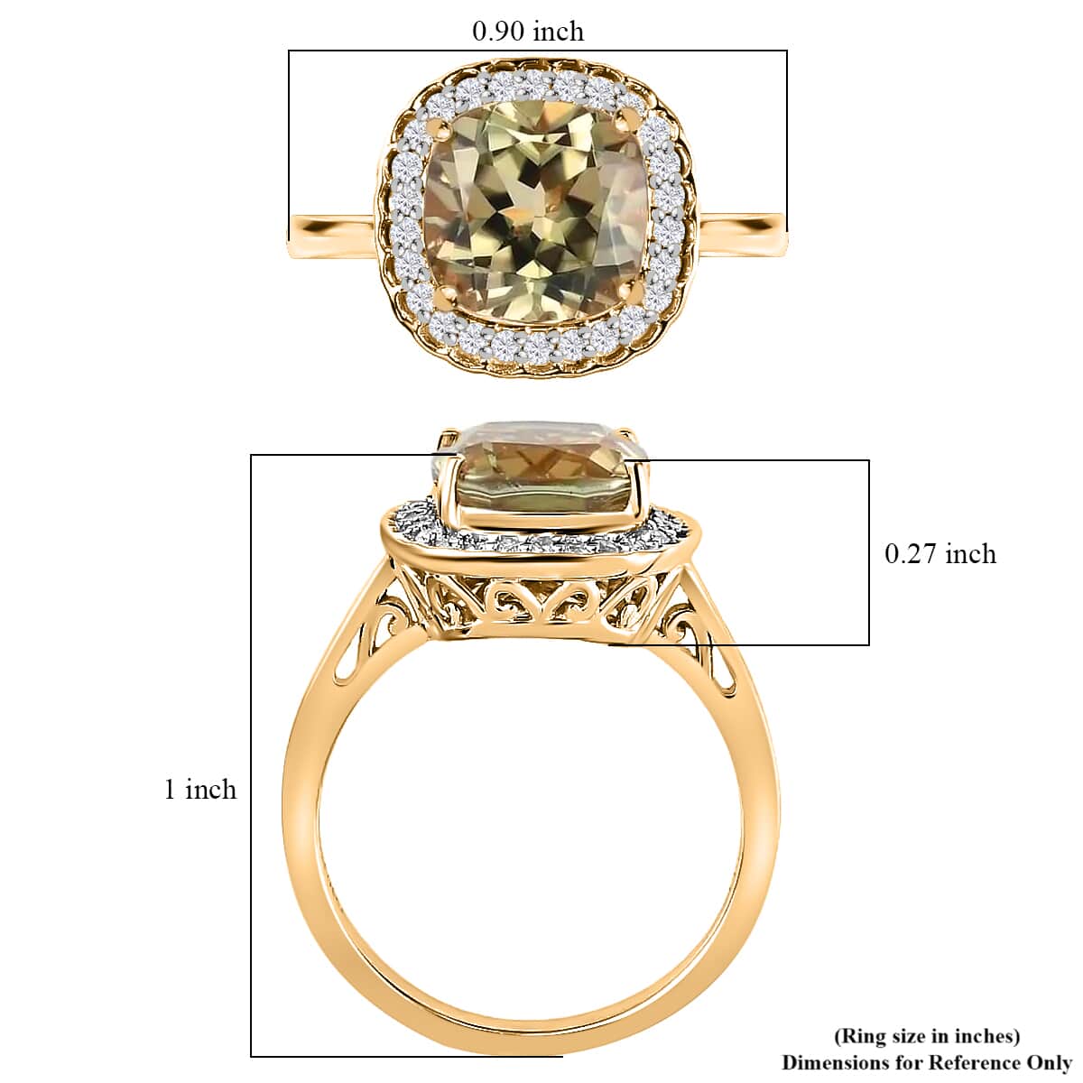One Of A Kind Luxoro 14K Yellow Gold AA Premium Turkizite and G-H I2 Diamond Halo Ring (Size 10.0) 4.15 Grams 3.75 ctw image number 5