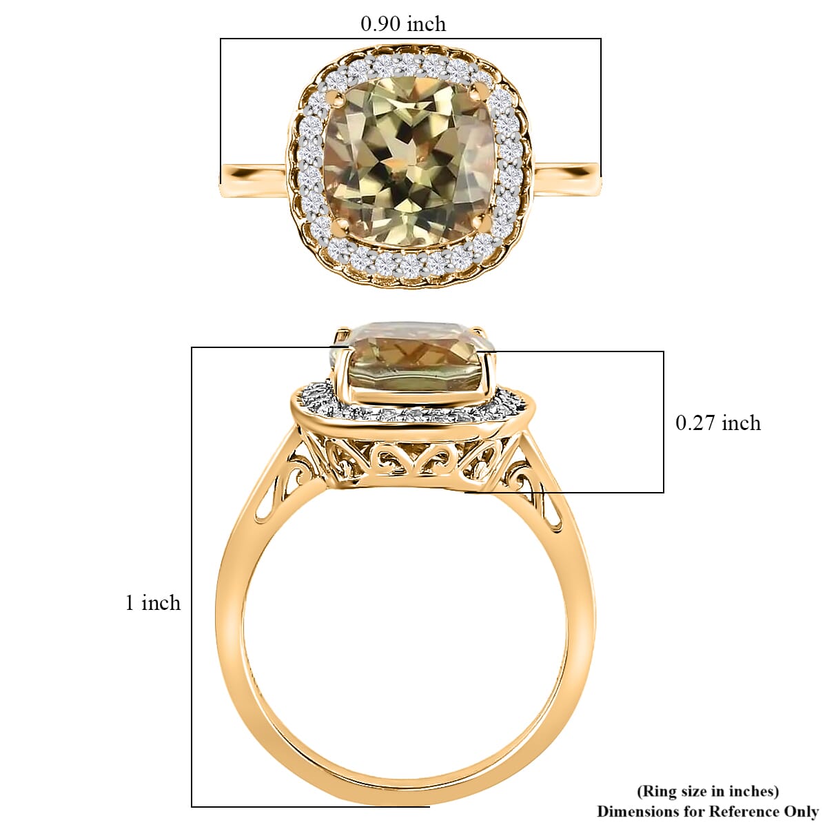 One Of A Kind Luxoro 14K Yellow Gold AA Premium Turkizite and G-H I2 Diamond Halo Ring (Size 7.5) 4.15 Grams 3.75 ctw image number 5