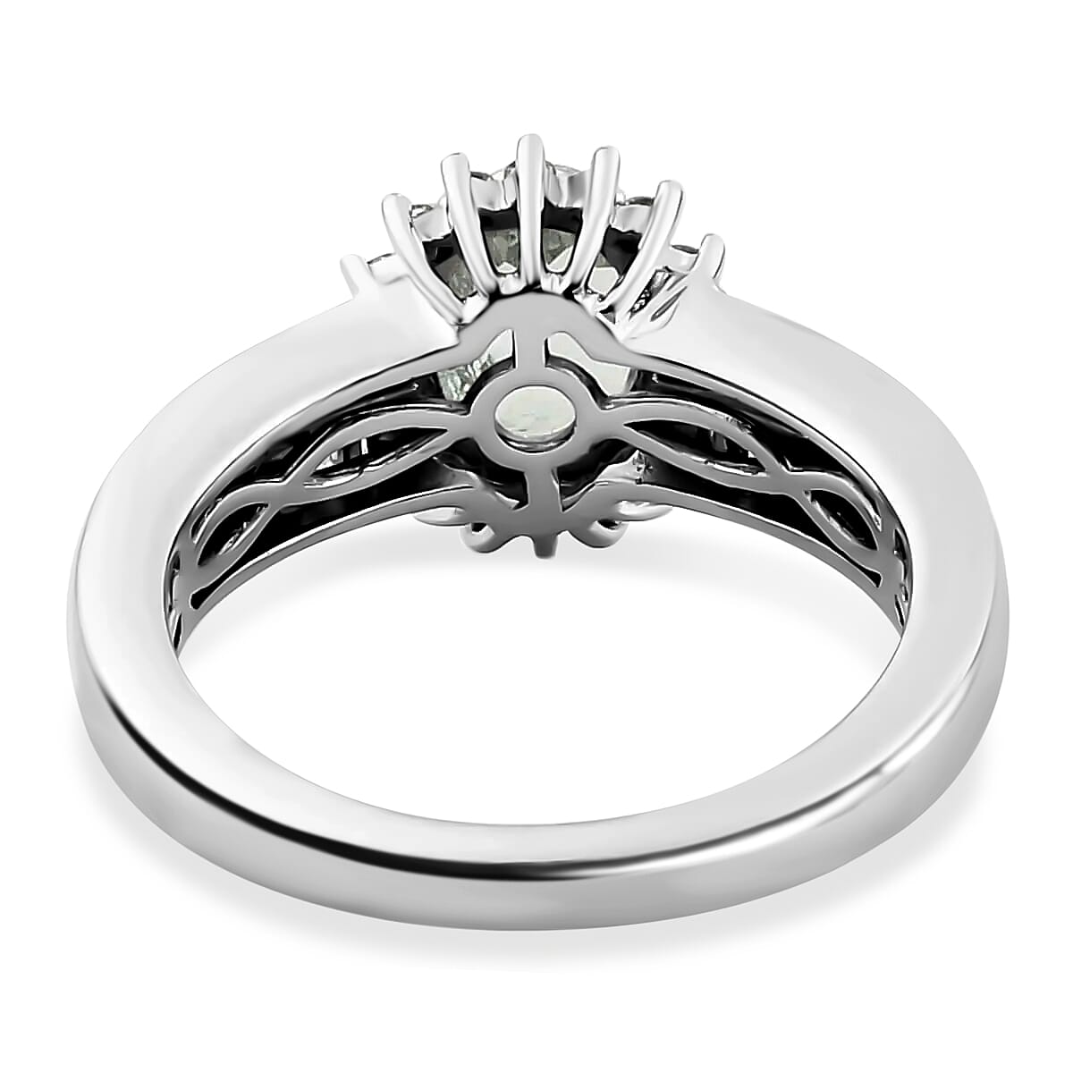 Luxoro 14K White Gold Premium Narsipatnam Alexandrite and G-H I3 Diamond Sunburst Ring (Size 10.5) 4 Grams 1.60 ctw