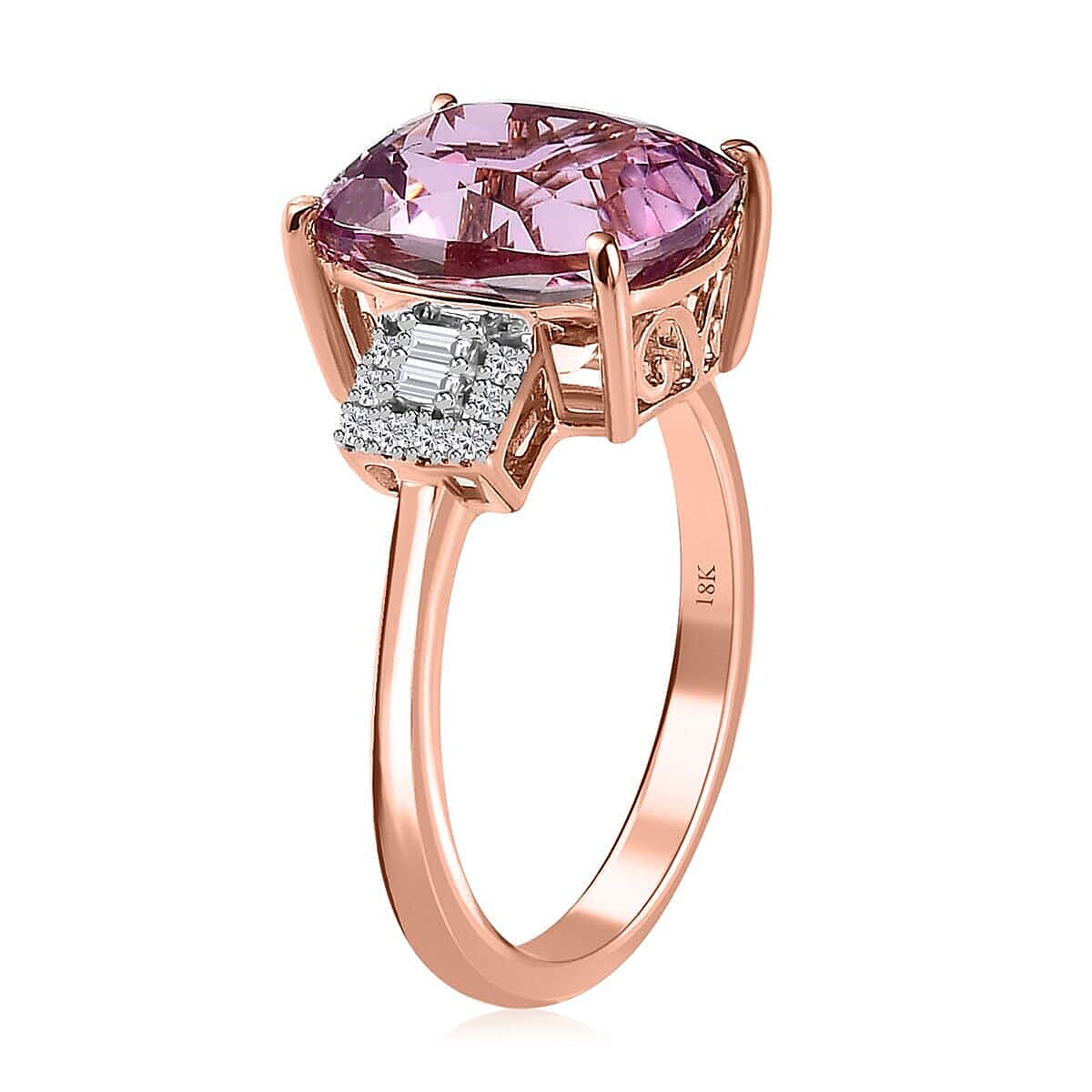 Iliana 18K Rose Gold AAAA Patroke Kunzite and Diamond G-H SI Ring (Size 6.5) 5.65 ctw image number 3