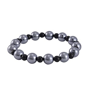 Terahertz and Shungite 96.50 ctw Beaded Stretch Bracelet