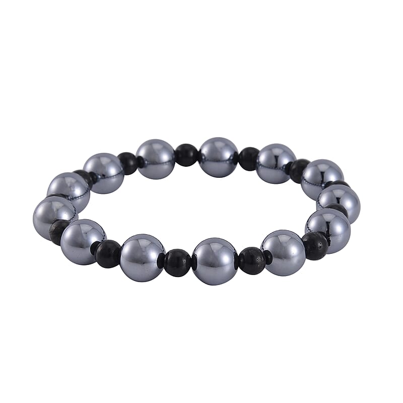  Terahertz and Shungite 96.50 ctw Beaded Stretch Bracelet (6.5-7In)