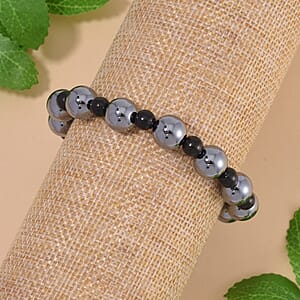 Doorbuster Terahertz and Shungite 96.50 ctw Beaded Stretch Bracelet (6.5-7In)