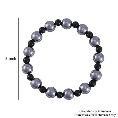  Terahertz and Shungite 96.50 ctw Beaded Stretch Bracelet (6.5-7In)