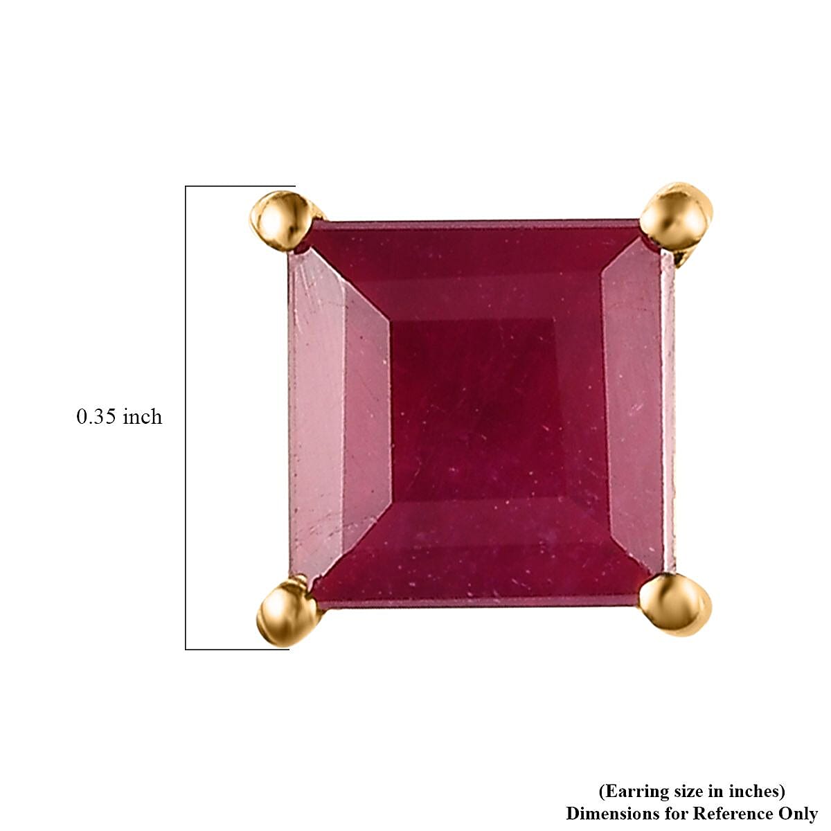 Niassa Ruby (FF) and White Zircon Stud Earrings in Vermeil Yellow Gold Over Sterling Silver 5.60 ctw