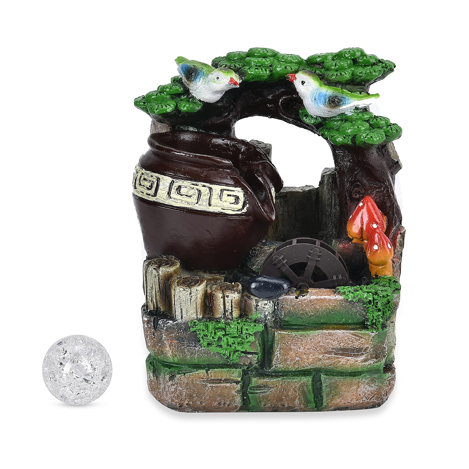 Birds and Plants Pattern Electric Meditation Waterfall Fountain (7.87)