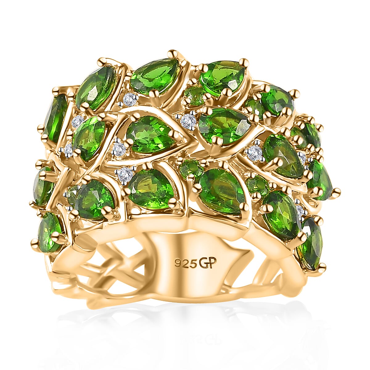 GP Italian Garden Collection Chrome Diopside and Multi Gemstone Ring in Vermeil Yellow Gold Over Sterling Silver (Size 10.0) 3.60 ctw