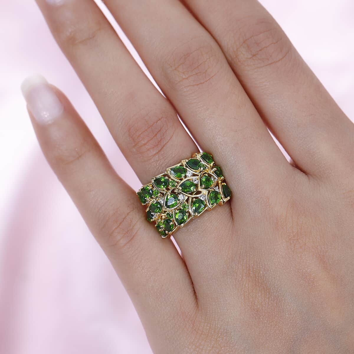 GP Chrome Diopside and Multi Gemstone Ring in Vermeil Yellow Gold Over Sterling Silver (Size 10.0) 3.60 ctw image number 2