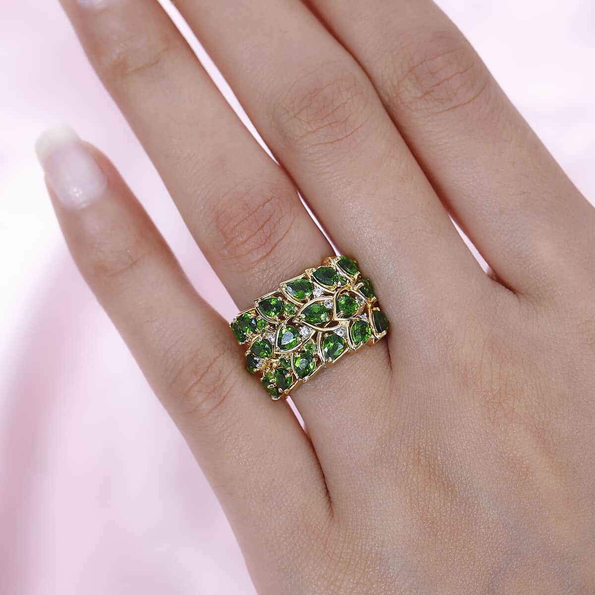 GP Italian Garden Collection Chrome Diopside and Multi Gemstone Ring in Vermeil Yellow Gold Over Sterling Silver (Size 7.0) 3.60 ctw image number 2