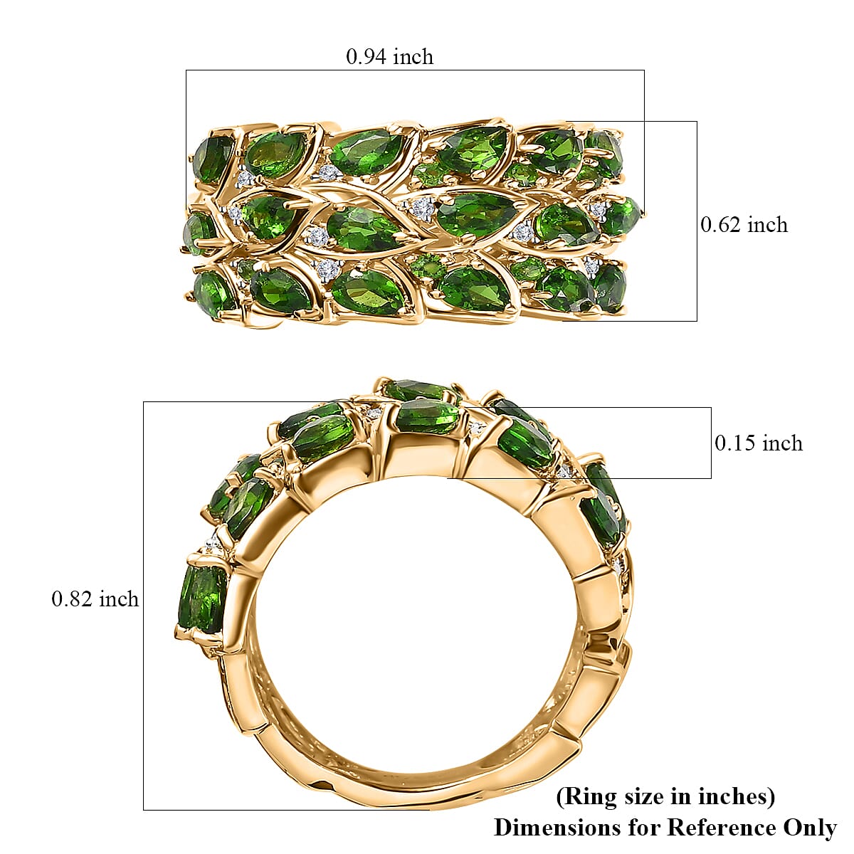 GP Italian Garden Collection Chrome Diopside and Multi Gemstone Ring in Vermeil Yellow Gold Over Sterling Silver (Size 9.0) 3.60 ctw image number 5