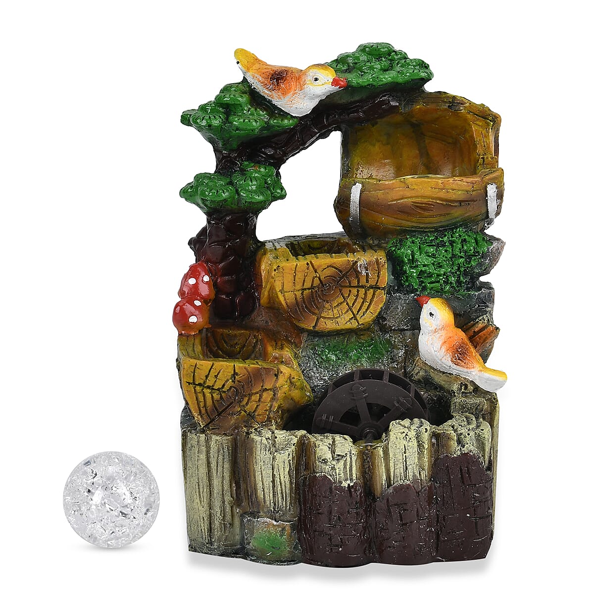 Birds and Plants Pattern Electric Meditation Waterfall Fountain (7.87) image number 1