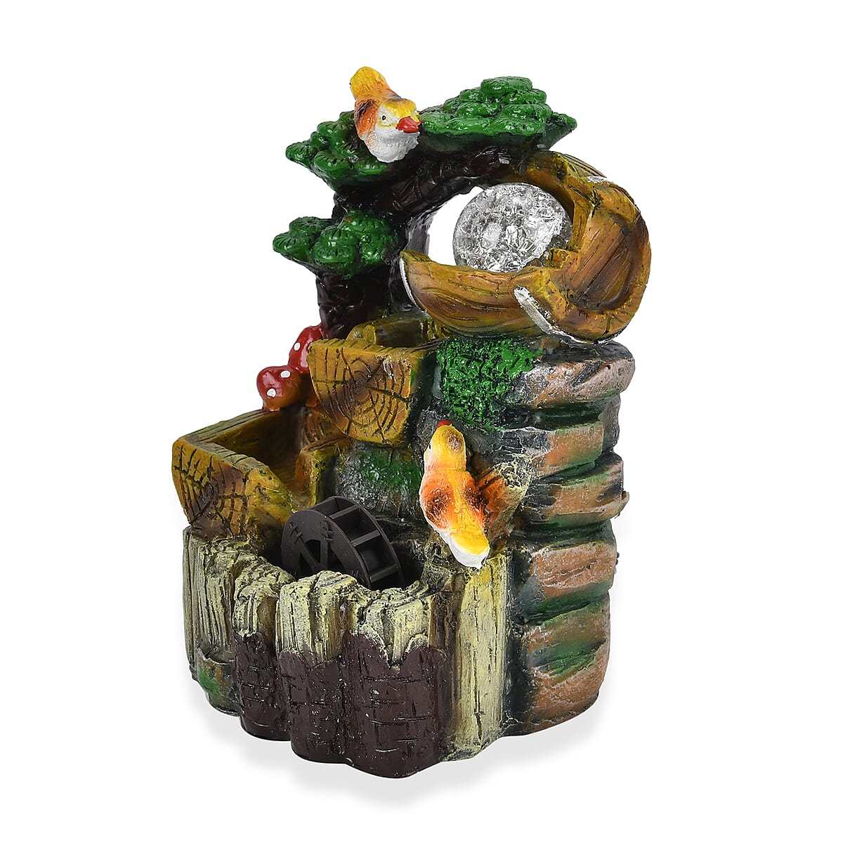 Birds and Plants Pattern Electric Meditation Waterfall Fountain (7.87) image number 2