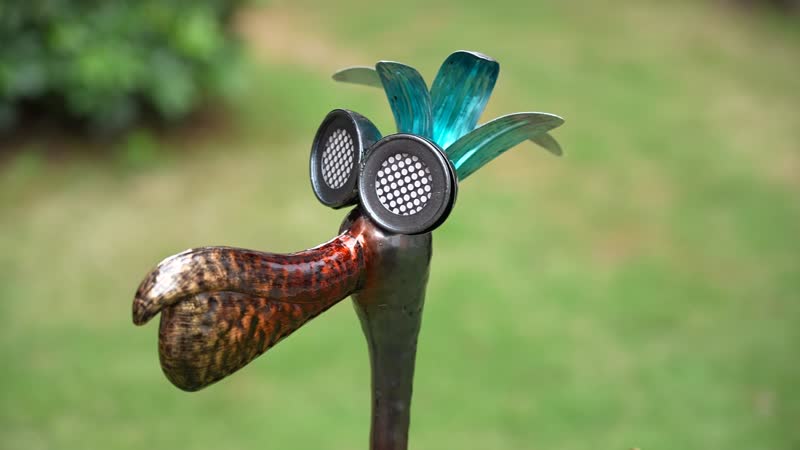 Crane Figurine Solar Outdoor Garden Light - Pink and Blue (19.29"x11.41"x43.7")