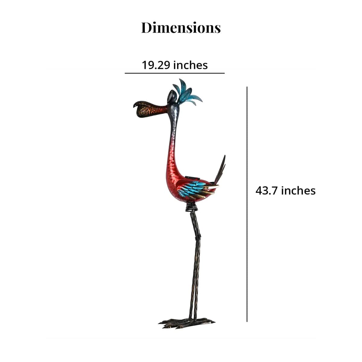 Crane Figurine Solar Outdoor Garden Light - Pink and Blue image number 7