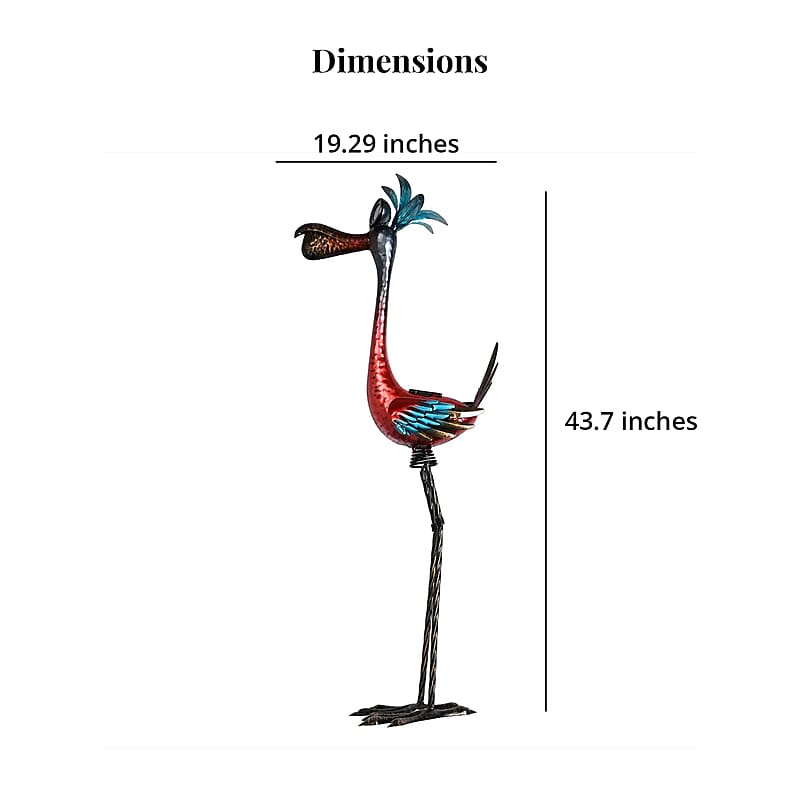 Crane Figurine Solar Outdoor Garden Light - Pink and Blue