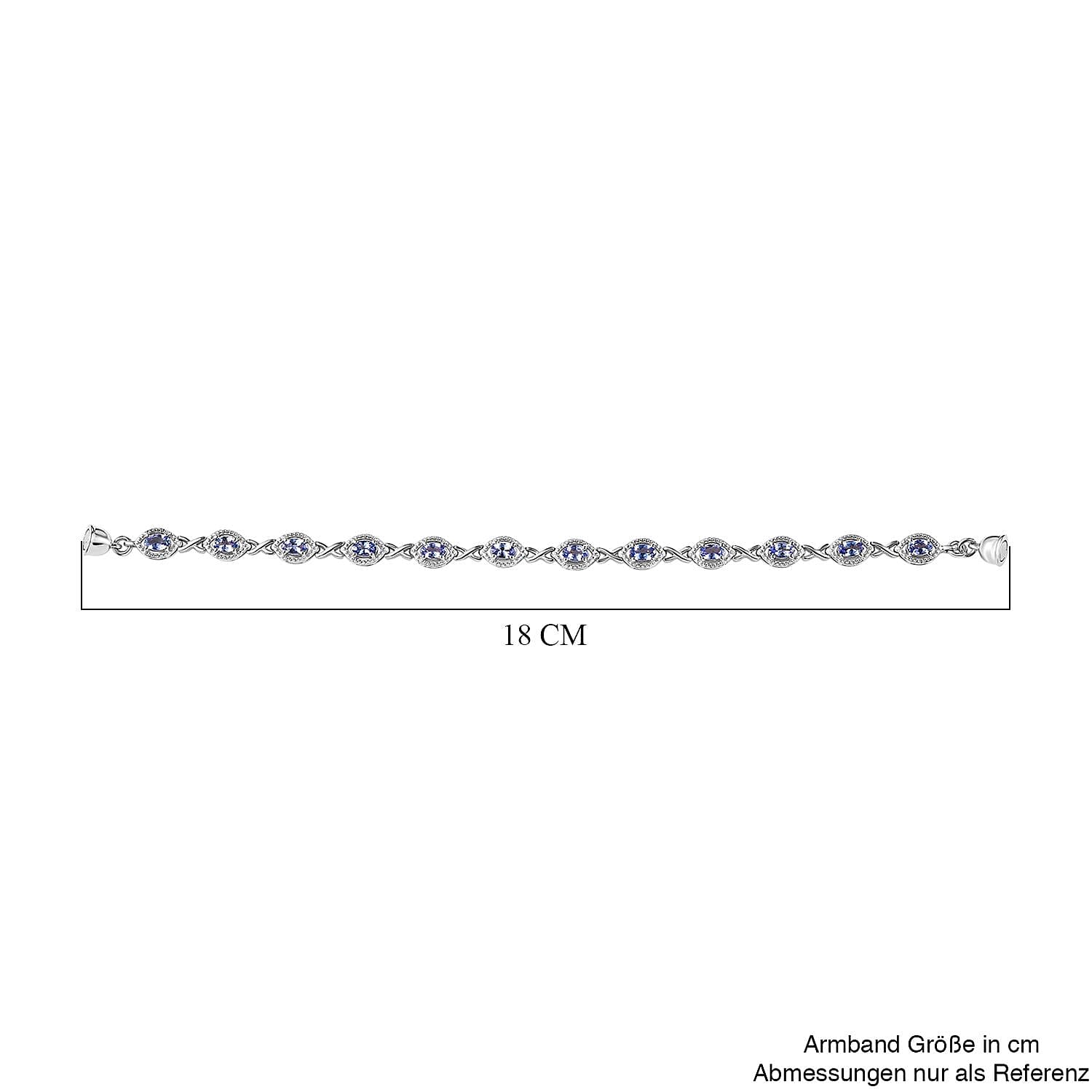 Tanzanite 3.12 ctw Bracelet in Platinum Over Sterling Silver (7.0 In)