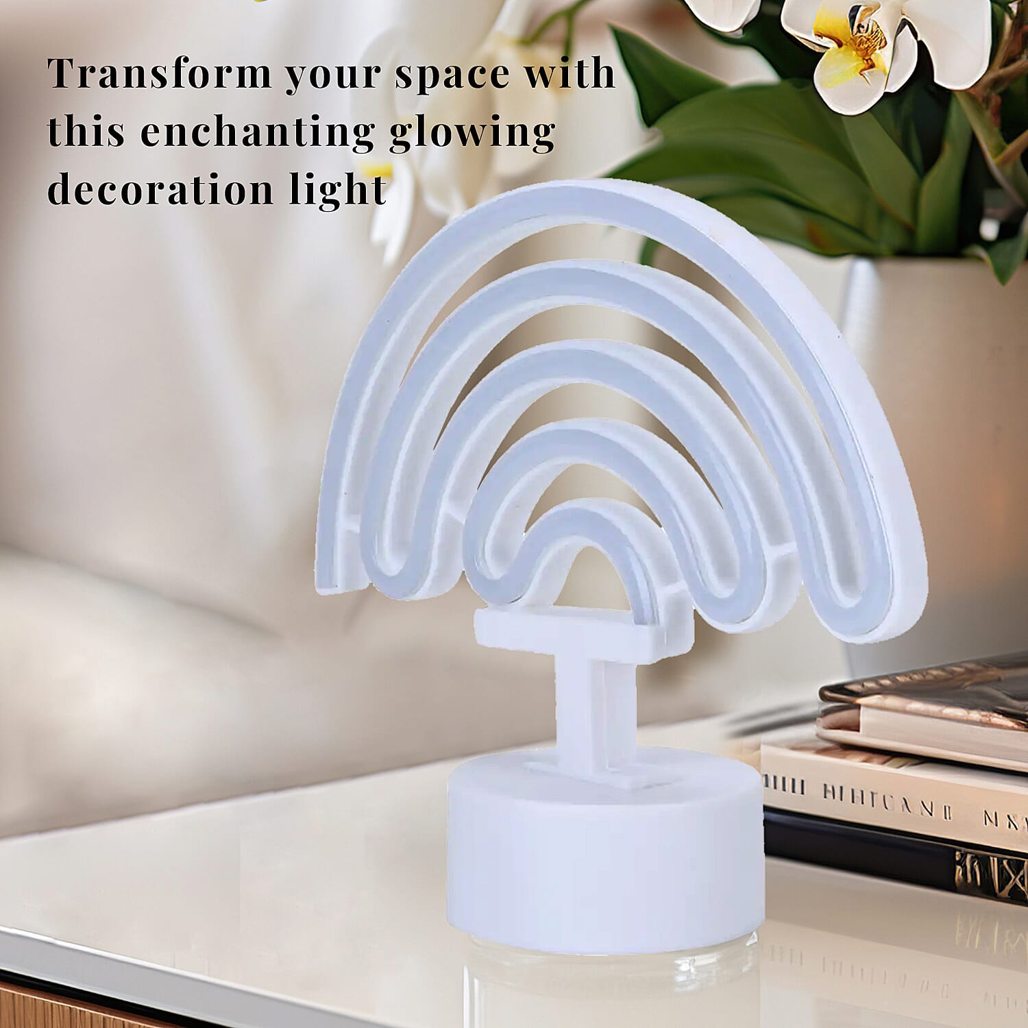 Glowing Rainbow Neon Sign Decoration Light 3x AA Batteries (Not Included)
