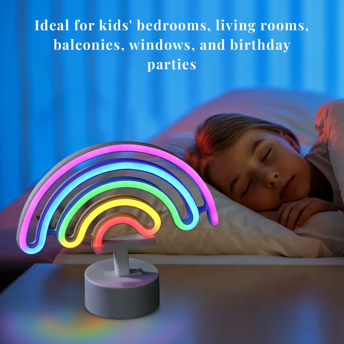 Glowing Rainbow Neon Sign Decoration Light 3x AA Batteries (Not Included) (7.59"x3.34"x9.05") image number 3