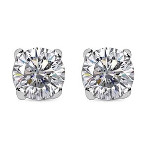 Moissanite 1.00 ctw Stud Earrings in Platinum Over Sterling Silver