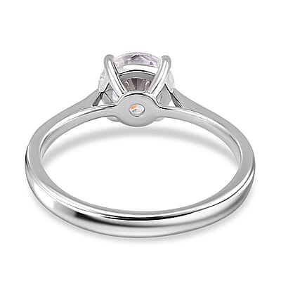 White Moissanite 2.00 ctw Solitaire Ring in Platinum Over Sterling Silver (Size 6.5)