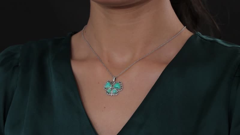 Artisan Crafted Sonoran Gold Turquoise Butterfly Pendant in Black Oxidized Sterling Silver 4.90 ctw