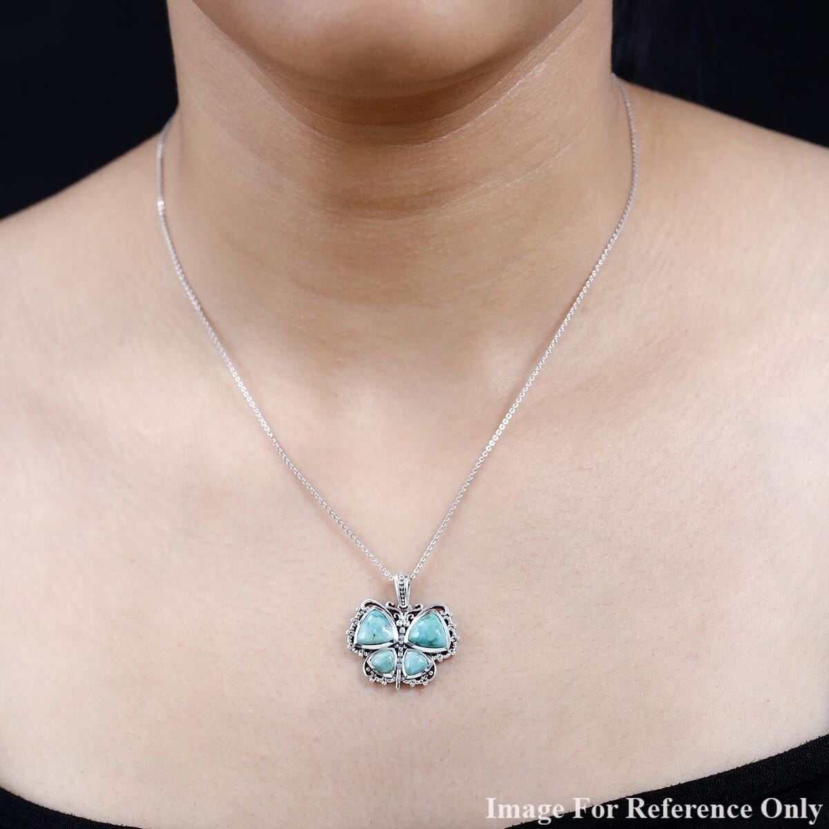 Sterling Silver Oxidized Turquoise Butterfly 25mm Pendant Sterling Silver Oxidized Turquoise Butterfly 25mm Pendant