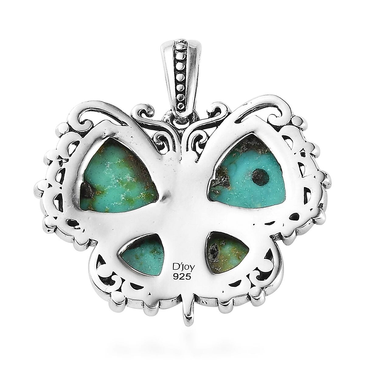 Artisan Crafted Sonoran Gold Turquoise Butterfly Pendant in Black Oxidized Sterling Silver 4.90 ctw image number 4