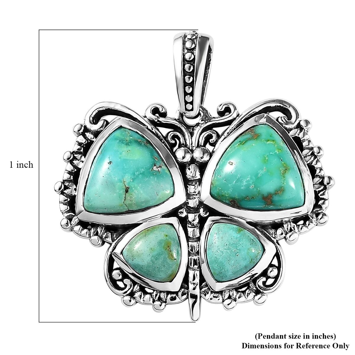 Sterling Silver Oxidized Turquoise Butterfly 25mm Pendant