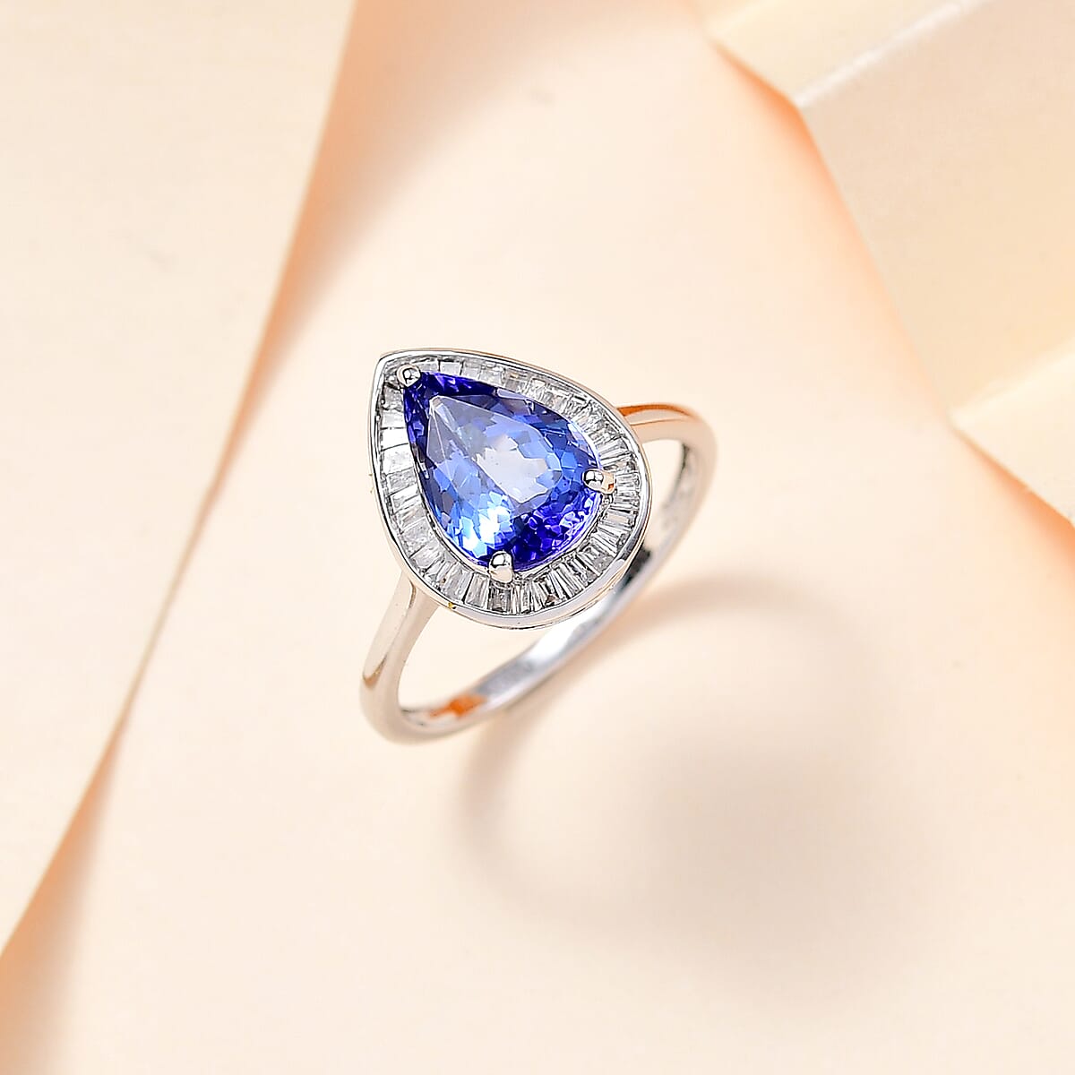 Luxoro 10K White Gold Premium Tanzanite and Diamond Ring (Size 5.0) 2.25 ctw image number 1